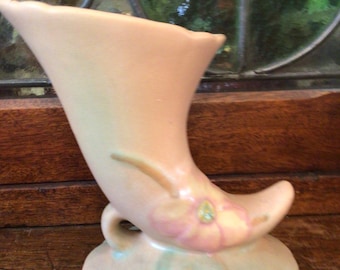Weller Wild Rose Cornucopia Vase 6 inch