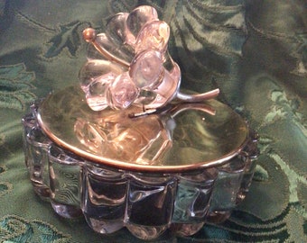 Midcentury Dresser or Candy Box Crystal Flower