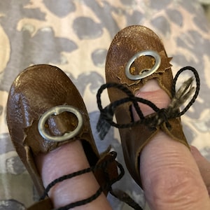 Leather Antique Doll Shoes 3 inch