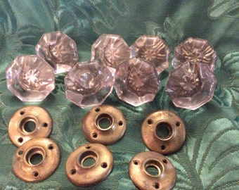 Salvage Sandwich Glass Doorknobs 8 knobs 1840