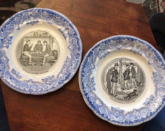 Longwy Pair 19th Century Plates 7.5 inch