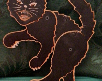 Halloween Vintage 1940s Black Cat Jointed