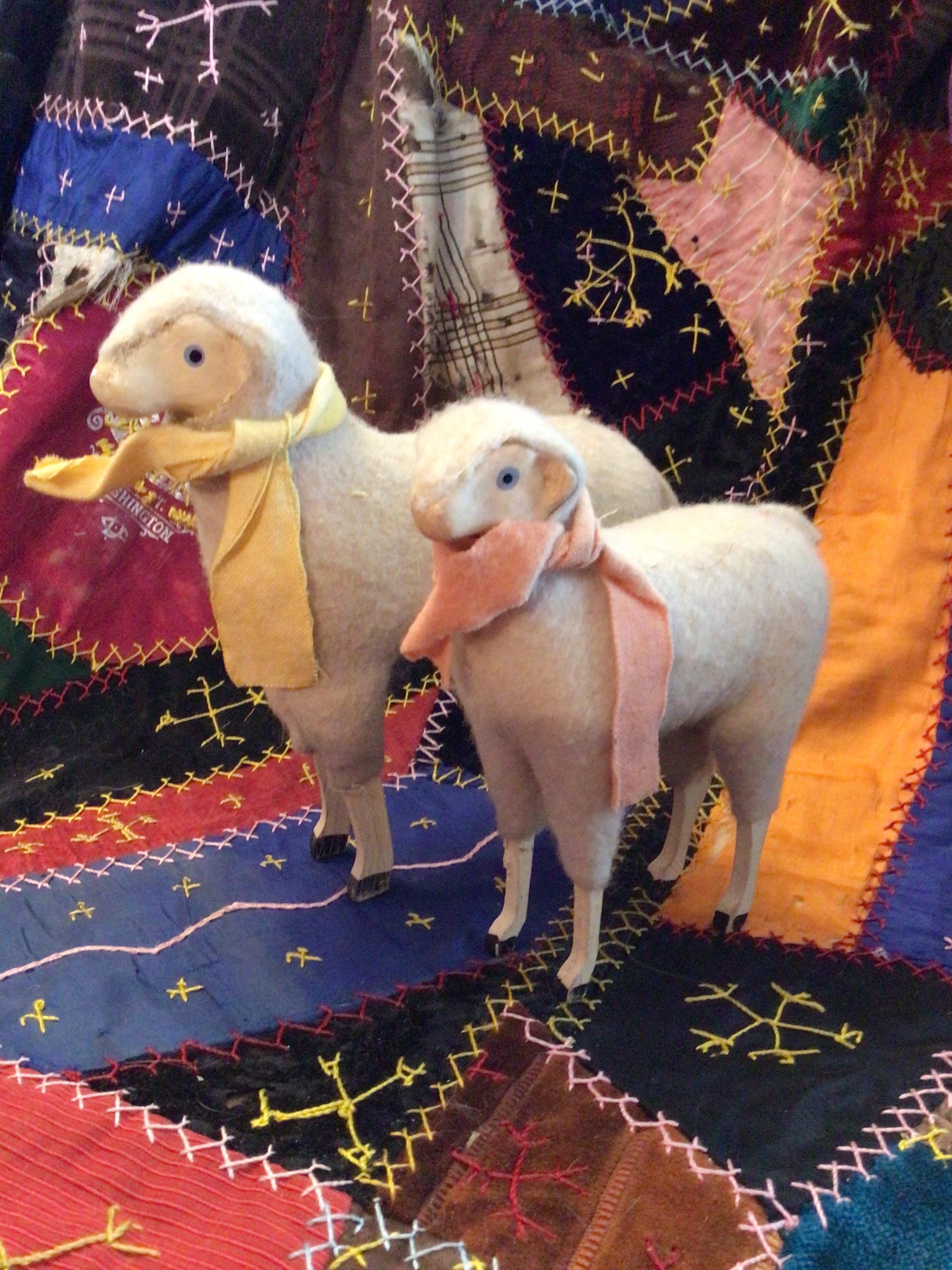 Wooly Easter German Style White Sheep Lamb Figure With Bell - 5 1/2