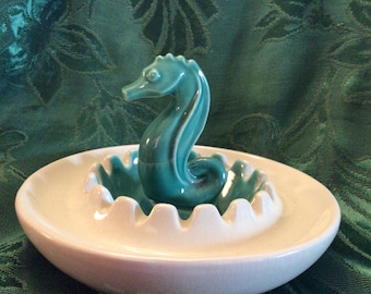Midcentury Tropical Seahorse Ashtray 7 inch