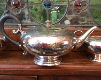 Victorian Silverplate Raj Style Tea Set 3 Pcs
