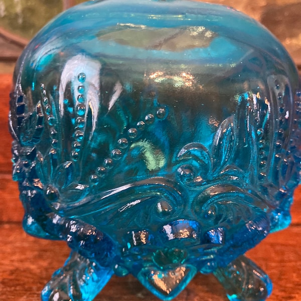 Fenton Turquoise Opalescent Hobnail  Bowl 4.5