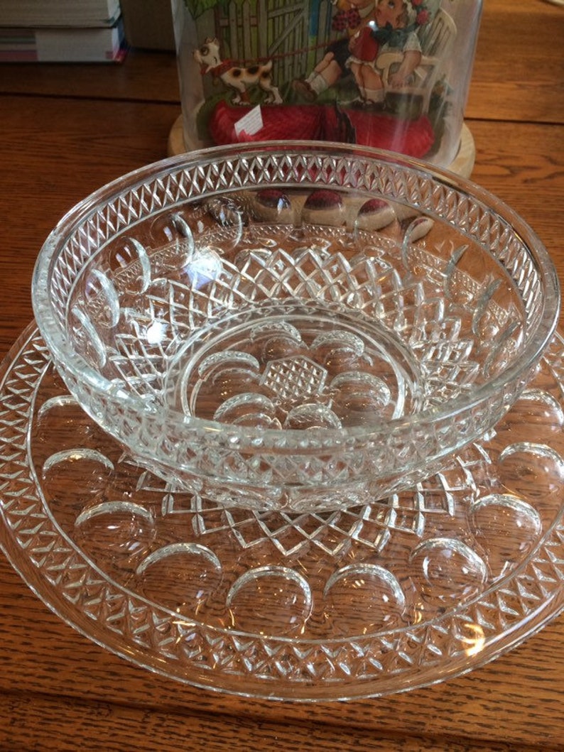 Colony Mid Century Crystal Punch Bowl with Underplate Etsy