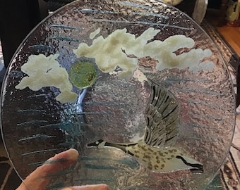 Higgins Style Midcentury Heavy Fused Glass Bowl