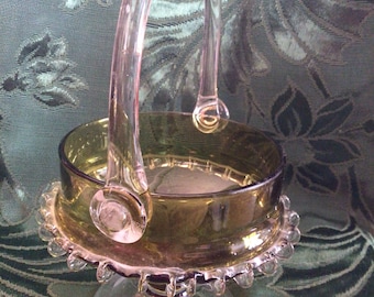 Empoli Glass Basket 10 inches Italy Green/Clear