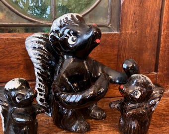 Japan Skunks Salt & Pepper Shakers Vintage