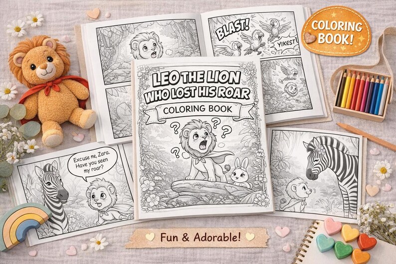 Leo the Lion Who Lost His Roar | Kids Coloring Book PDF | Printable ...