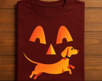 Dachshund Pumpkin PNG, Halloween Dog Face Digital Download, Cute Weiner Dog Jack-o’-Lantern Clipart, Dog Halloween design PNG