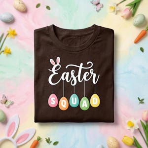 Escuadrón de Pascua PNG, Diseño de escuadrón de huevos de Pascua colgantes con orejas de conejo, Lindo gráfico de sublimación de camiseta de grupo familiar de Pascua
