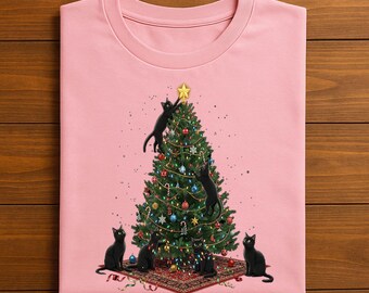Schwarze Katze Weihnachten PNG, Baumkatze Weihnachten PNG, Katze Weihnachtsdesign, Kätzchen Weihnachten Digitaler Download, Katzenliebhaber Weihnachten Clipart