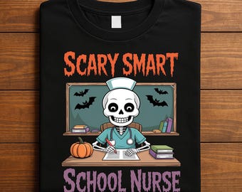 Scary Smart School Nurse PNG, Funny Halloween Nurse Skeleton Clipart, Spooky Medical Digital Download, Nurse PNG,