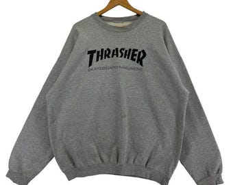 Vintage Thrasher Skater Style Spell Out Logo Pullover Baggy Style Sweatshirt Size XL