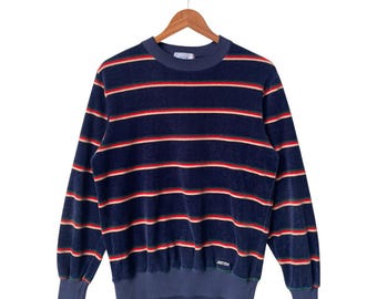Vintage Jantzen Striped Style Fleece Crewneck Sweatshirt/Size M