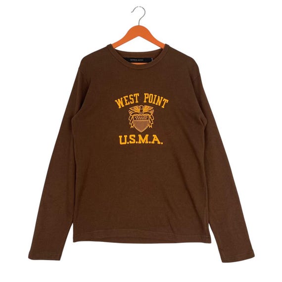 Vintage West Point U.S.M.A. Long Sleeve Shirt Brown | United States Military Academy Graphic Tee | General Supply Crewneck Size L