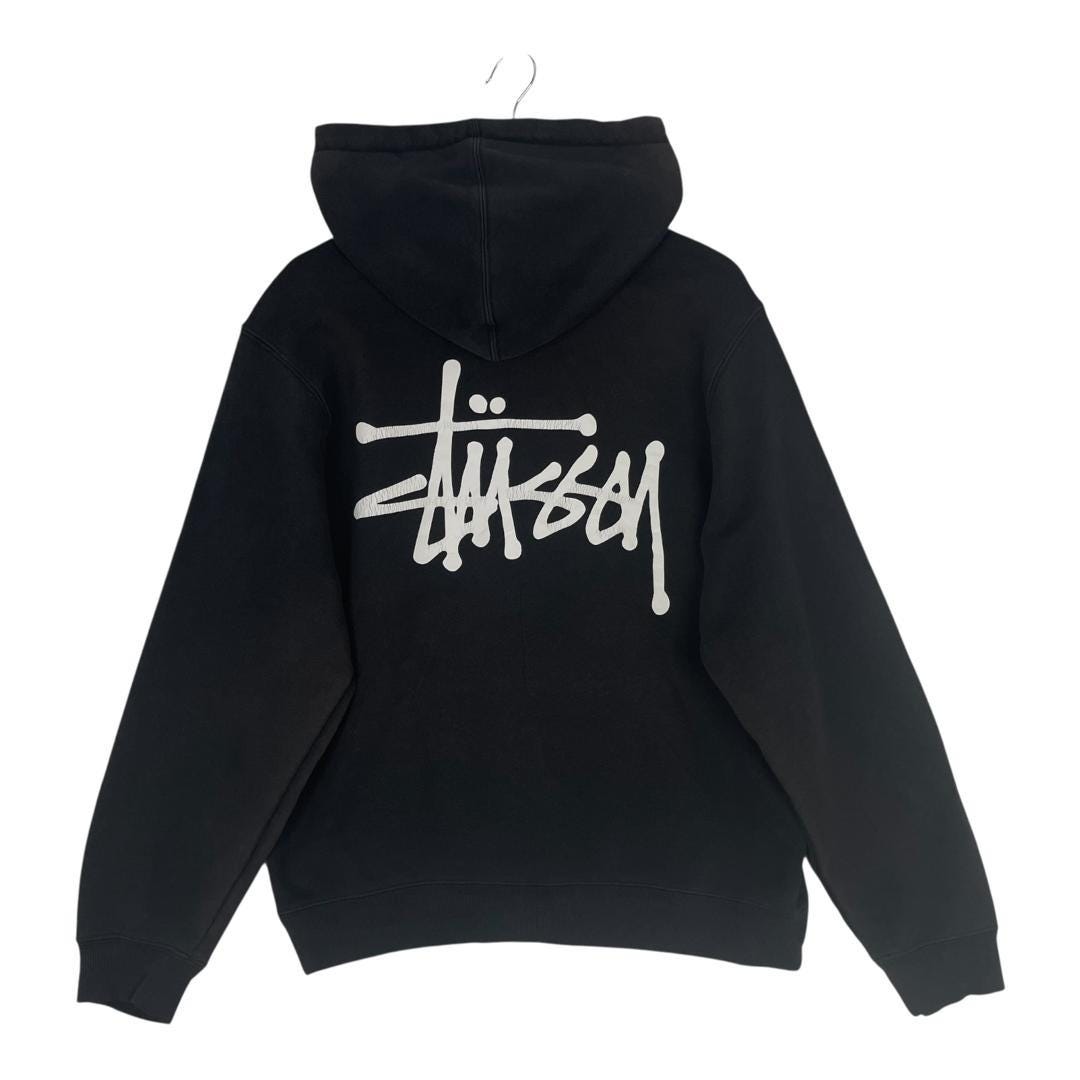 stussy border foodieパーカーセンターロゴy2k黒タグ il_fullxfull