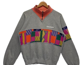 Vintage Salomon Aztec Style Quarter Zipper Turtleneck Sweatshirt/Size M