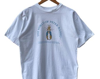 Vintage Cartoon Movies The World Of Peter Rabbit Crewneck Single Stich Tshirt/Size M