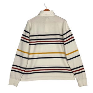 Vintage Fila Rugby Shirt Long Sleeve White | Striped Collar Polo Sweatshirt | Retro 90s Embroidered Sportswear image 5