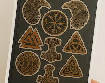 Norse Mythology Viking Sticker Sheet, Knotwork Art