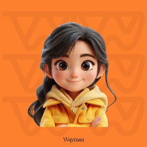 Caricatura de niña con sudadera con capucha