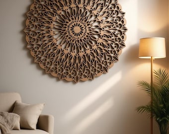 Handgemaakte houten mandala-muurkunst, een heilige geometrie en een boho-zendecor, perfect voor meditatie, yoga en je huis