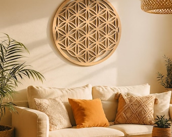 Mandala Blume des Lebens aus Holz, Wanddekoration der Heiligen Geometrie