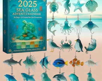 2025 Sea Life Advent Calendar | Faux Sea Glass Acrylic Ornaments