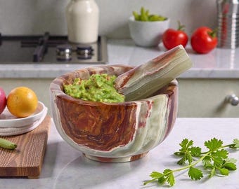 Marble Mortar & Pestle Set for Herbs and Spices, Stone Kitchen Grinder