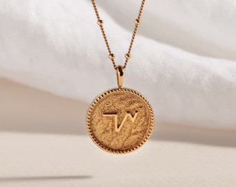 Thrive Coin Disc Gold Vermeil Necklace, Unique Shorthand Necklace, Ethical Jewellery, Meaningful Necklace