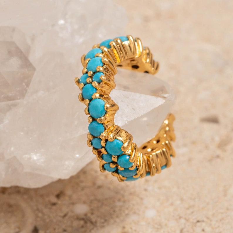 Turquoise and Gold Vermeil Ear Cuff Demi Fine Ear Cuff No Piercing Earring Helix Cuff Ethical Jewellery Christmas Gifts for her image 3