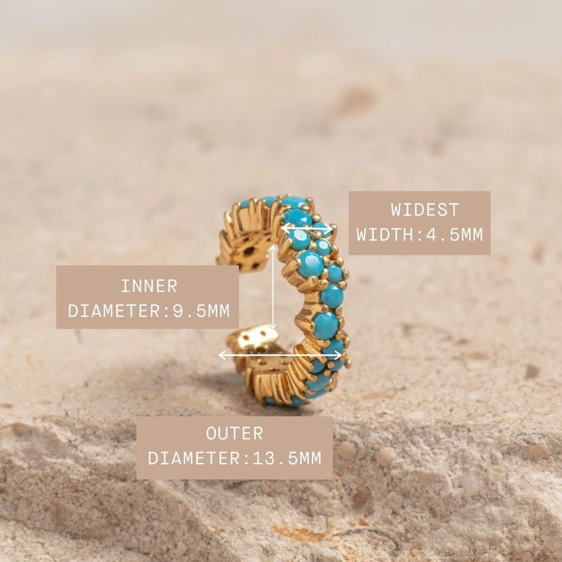 Turquoise and Gold Vermeil Ear Cuff Demi Fine Ear Cuff No Piercing Earring Helix Cuff Ethical Jewellery Christmas Gifts for her image 5
