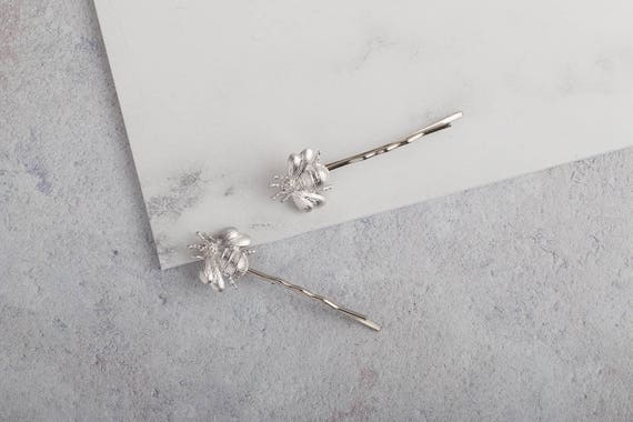 Silver Bumblebee Hair Slides Wedding Hair Accessories Bee Etsy