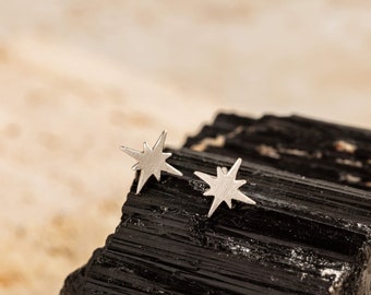 Brushed Silver Star Earrings | Recycled Silver Studs | Celestial Jewellery | Ethical Jewellery