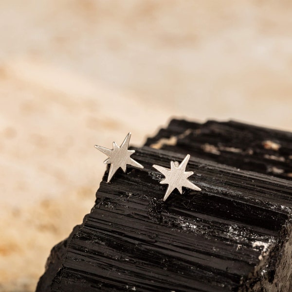 Brushed Silver Star Earrings | Recycled Silver Studs | Celestial Jewellery | Ethical Jewellery