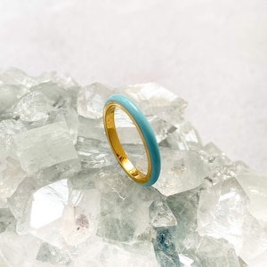 Turquoise and Gold Vermeil Dainty Ring | Turquoise Ring | Demi Fine Gold Vermeil Ring | Stacking Ring