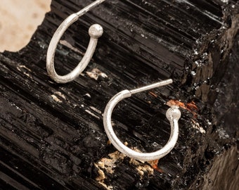 Minimalist Recycled Silver Hoops | Silver Hoops with Ball End | Demi Fine Hoop Earrings | Ethical Jewellery | Christmas Gift for Her