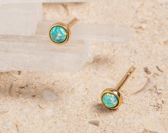 Moon Yellow Opal Gold Vermeil Stud Earrings
