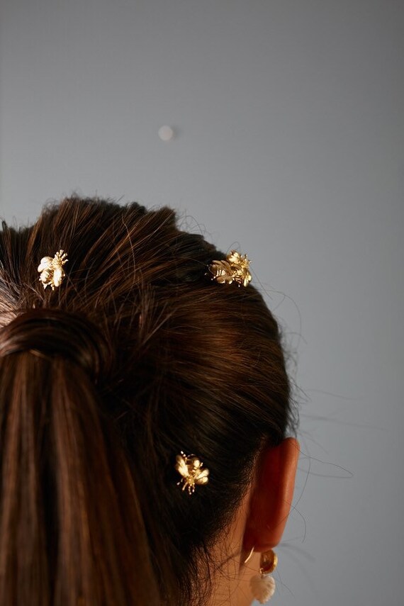 Silver Bumblebee Hair Slides Wedding Hair Accessories Bee Etsy