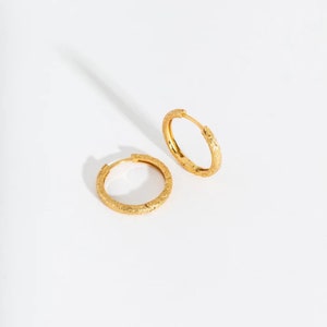 Large Gold Vermeil Hoop Earrings | Textured Gold Statement Hoops | Demi Fine Hoops | Premium Gold Earrings