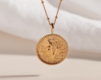 Inspire Coin Disc Gold Vermeil Necklace, Unique Shorthand Necklace, Ethical Jewellery, Meaningful Necklace