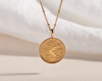 Kind Coin Disc Gold Vermeil Necklace, Unique Shorthand Necklace, Ethical Jewellery, Meaningful Necklace