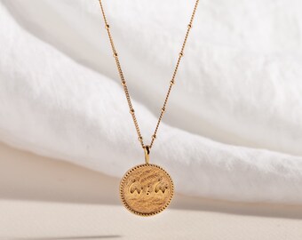 Love is Love Coin Disc Gold Vermeil Necklace, Unique Shorthand Necklace, Ethical Jewellery, Meaningful Necklace