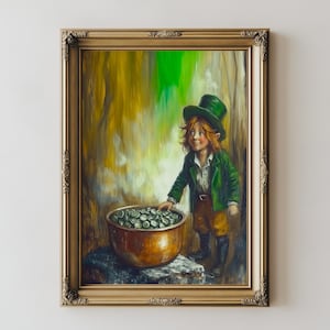 Ilustración de un alegre duende, arte festivo de cuento para una acogedora sala de estar (descarga digital) 1183