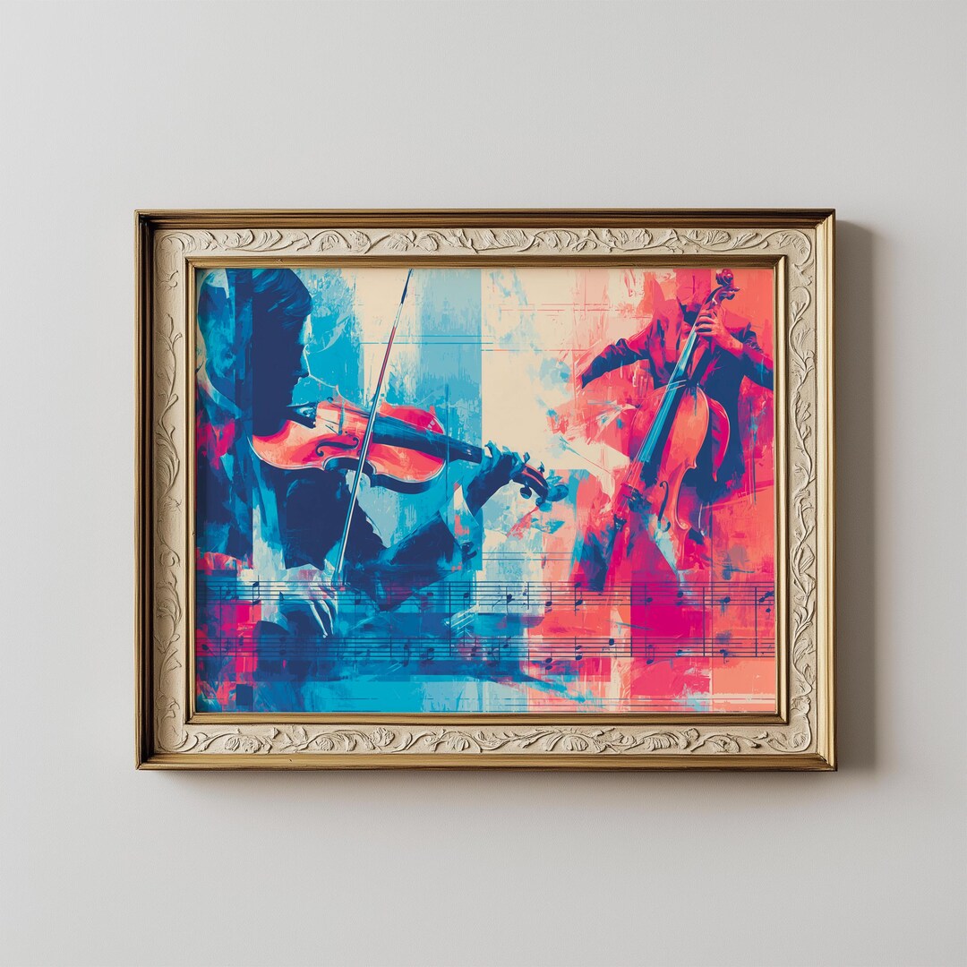Printable Musicians Collage - Dynamic Music Scene, Colorful String ...