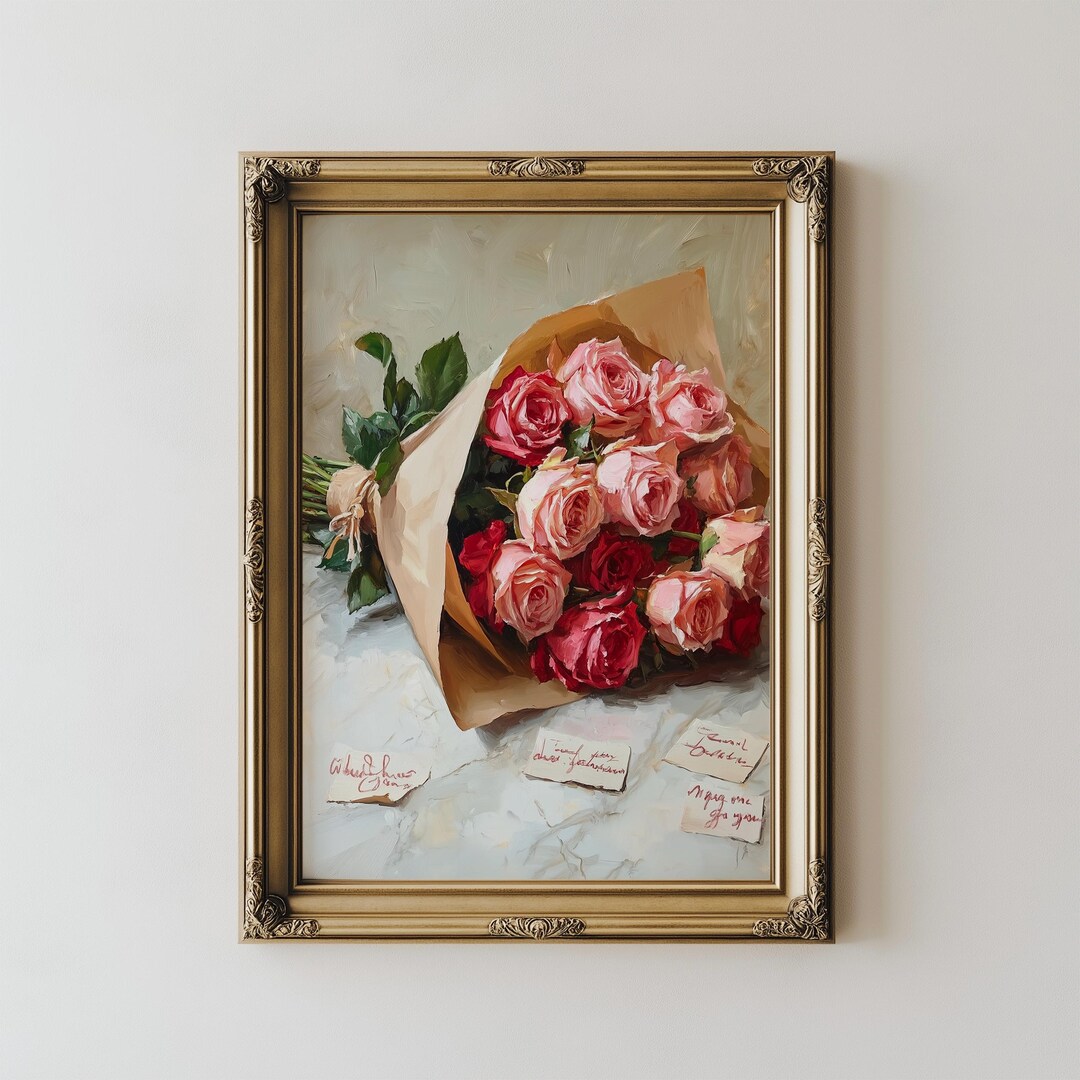 Romantic Vintage Roses Printable Art - Cottagecore Floral Still-life ...