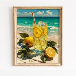 Refreshing Lemonade Beach Scene Wall Art for Kitchen Decor (Digital Download)